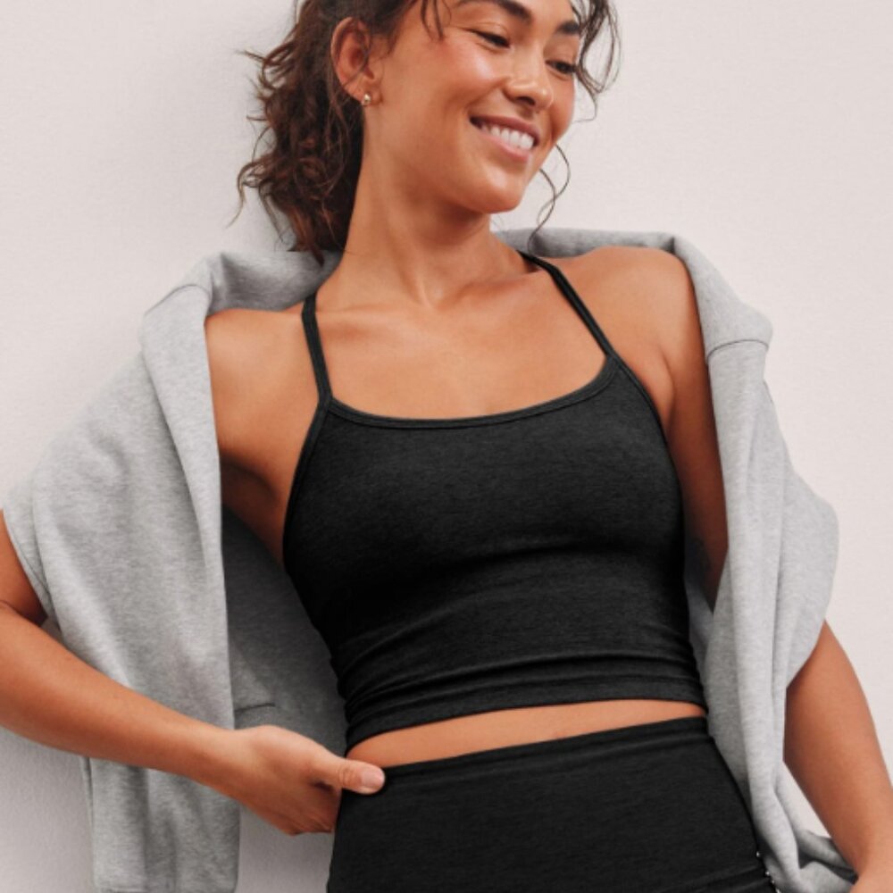 Beyond Yoga Spacedye Racerback Cropped Tank Top in Darkest Night